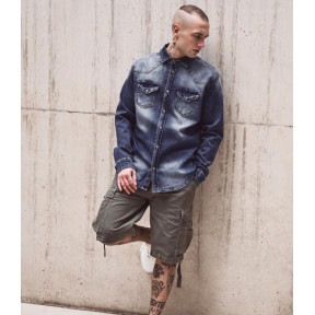 Koszula Dżinsowa Vintage Riley Denim z efektem pomarszczenia niebieska - Brandit
