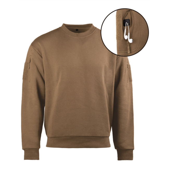 Sudadera táctica cuello redondo - Coyote Oscuro - Mil-Tec