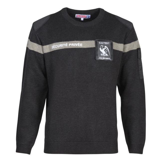 Maglione con striscia grigia Sicurezza Privata - Nero - CityGuard