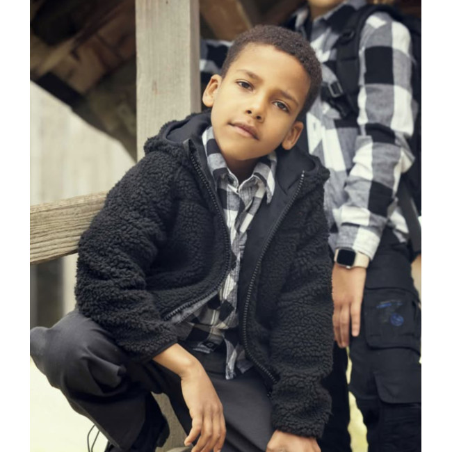 Veste polaire enfant à capuche noir - Brandit