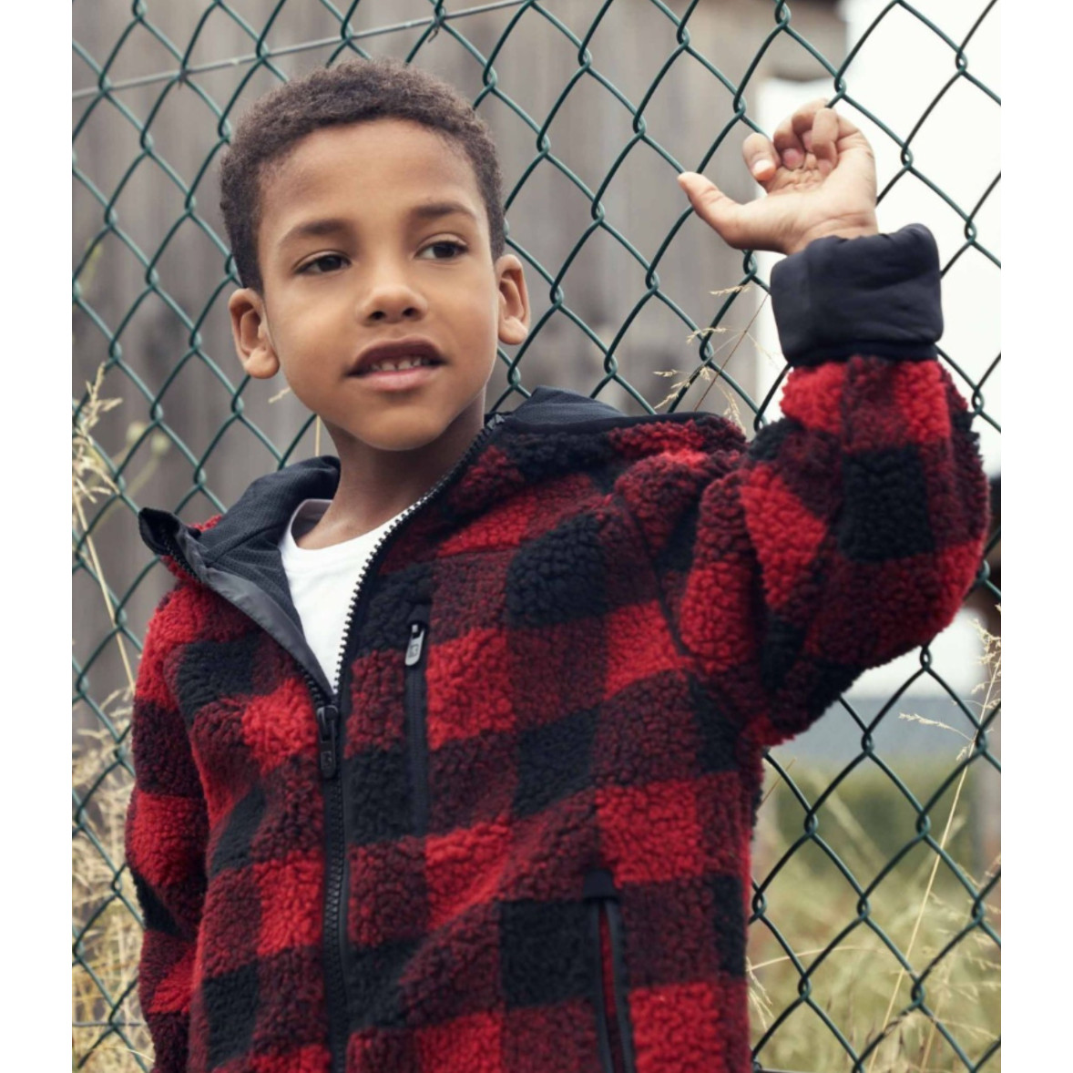 Rouge Noir Outfit Giubbotto Rosso Giacca In Pile Per Bambini Con