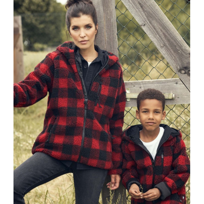 Kinder fleece vest met capuchon rood/zwart - Brandit