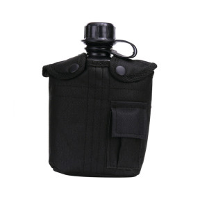 Kunststoff-Feldflasche 1L mit Hülle - Schwarz - Fosco Industries