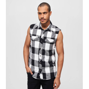 Chemise à carreaux sans manches blanc/noir - Brandit