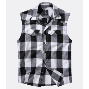Chemise à carreaux sans manches blanc/noir - Brandit