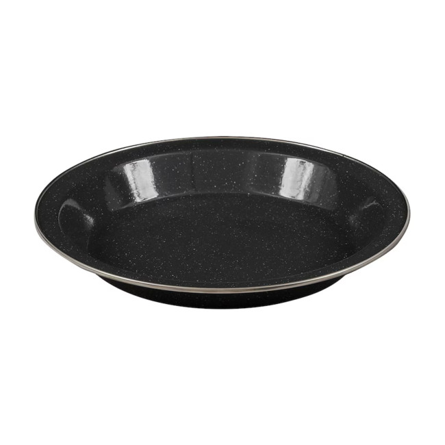 Platte bord 25 cm in emaille - Zwart - Highlander