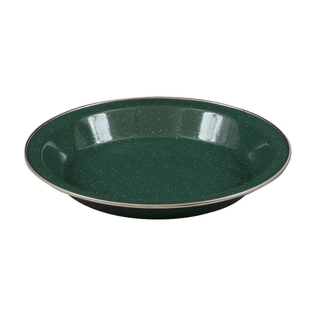 Płaski talerz 25 cm emaliowany - Zielony - Highlander