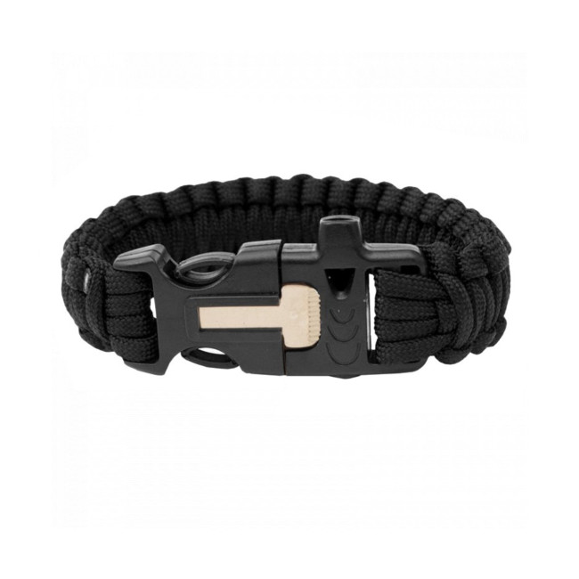 Paracord Feuerstein Armband - Schwarz - Highlander