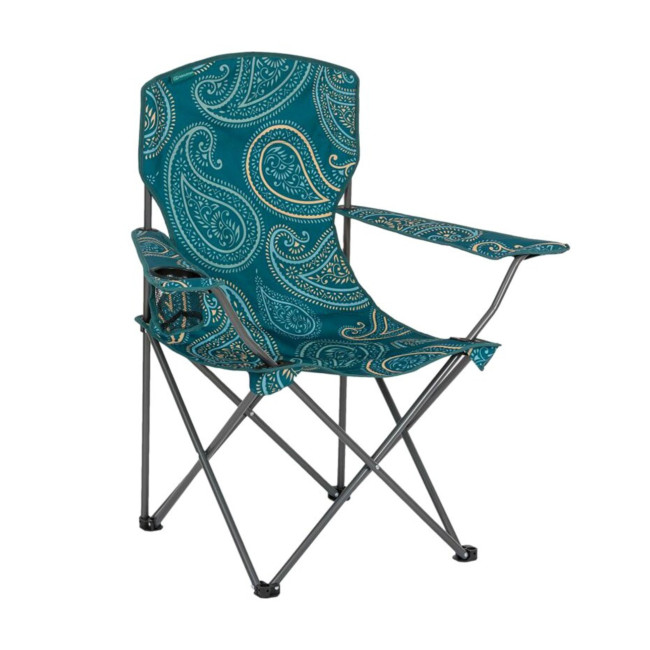 Klappbarer Campingstuhl - Blau mit Muster - Highlander