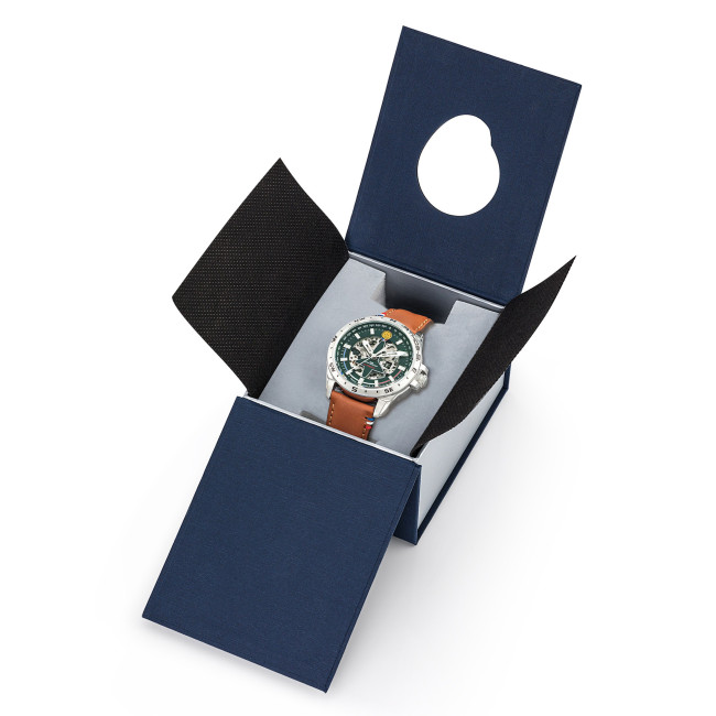 Horloge ATHOS 8 leren band en groene wijzerplaat - Patrouille de France