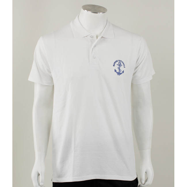 Polo a maniche corte serigrafata Marine Nationale (Blu Marina) - Bianco - OPEX