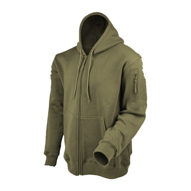 Sweatshirt com capuz e fecho de correr caqui - Ares