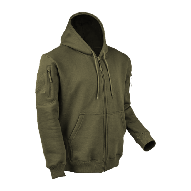 Sweat à capuche zip kaki - Ares
