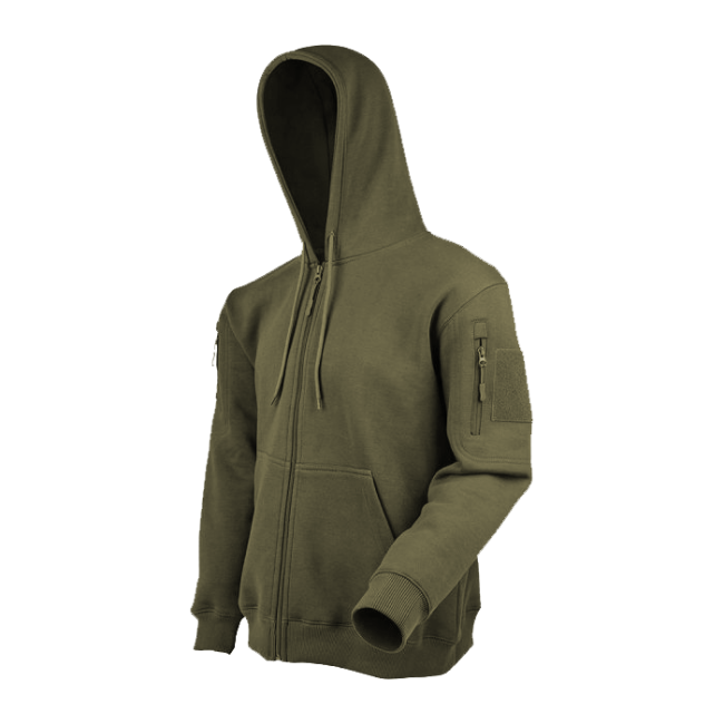 Bluza z kapturem na zamek khaki - Ares