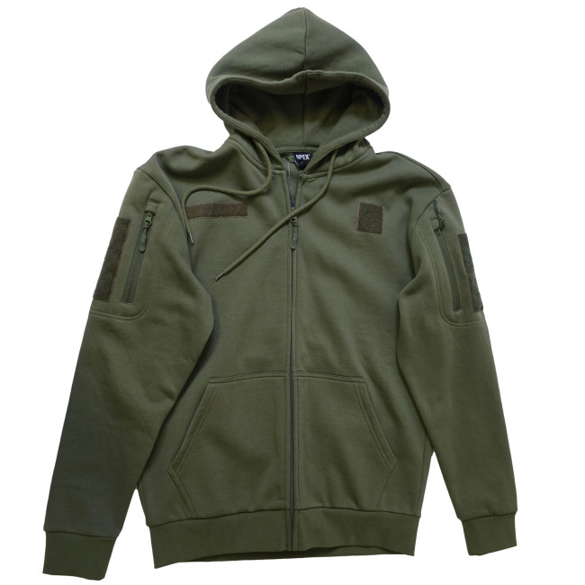 Felpa militare Spider con zip e velcro - Verde Oliva - OPEX