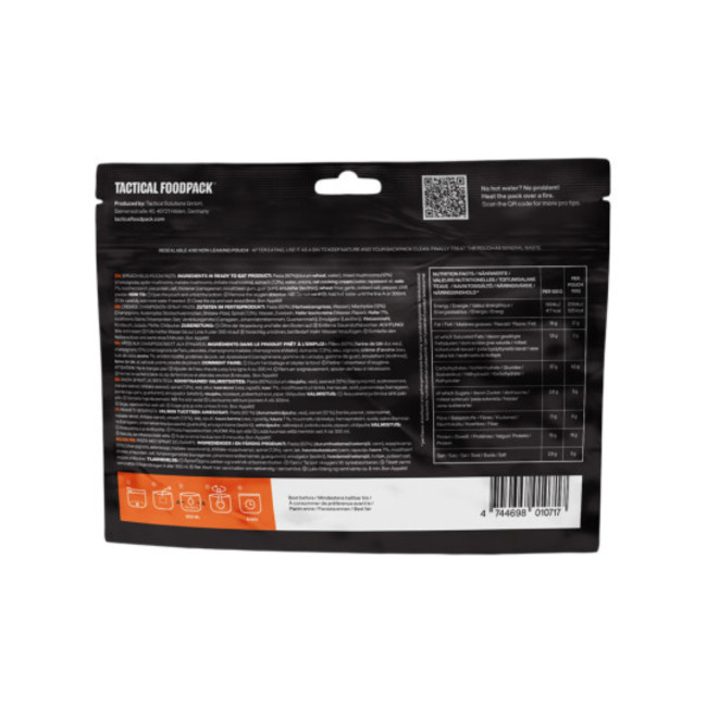 Ration de survie - Pâtes aux épinards et champignons - Tactical Foodpack
