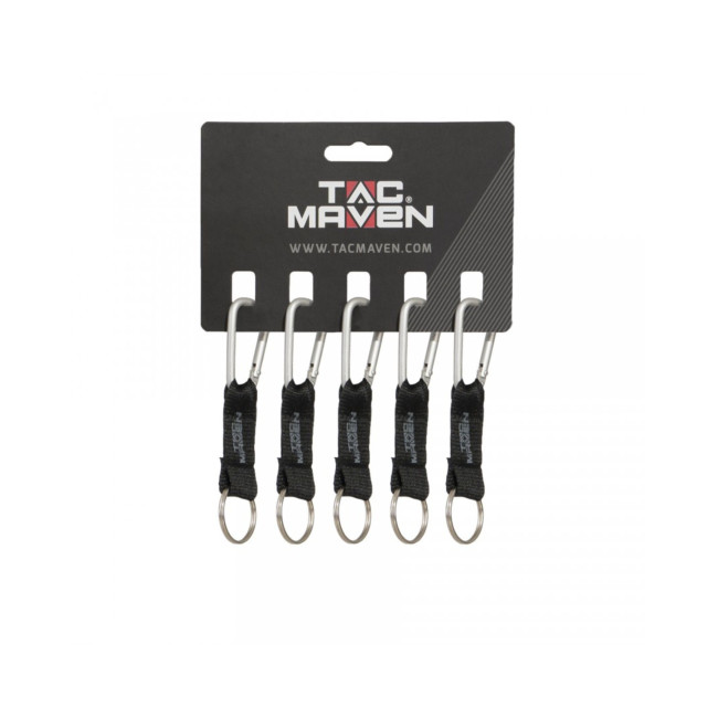 Lot de 5 mousquetons avec porte-clé 5mm - Argent - Tac Maven