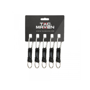 Set van 5 karabijnhaken met sleutelhanger 5mm - Zilver - Tac Maven