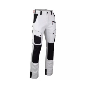 Stretch-Hose mit Multitaschen und Knietaschen Cellule - Weiß/Grau - LMA