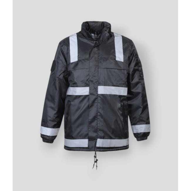 Giacca antivento foderata in pile con bande riflettenti - Nero - CityGuard