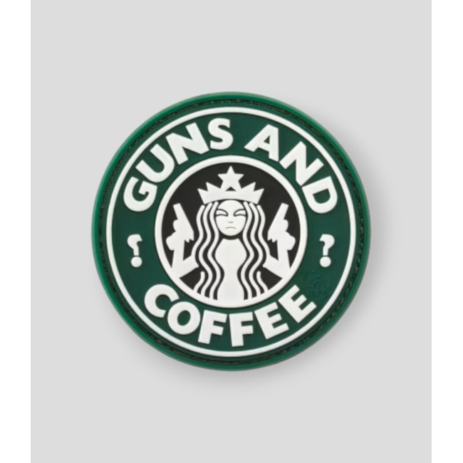 Patch en gomme Guns and Coffee -Vert/Noir - JTG
