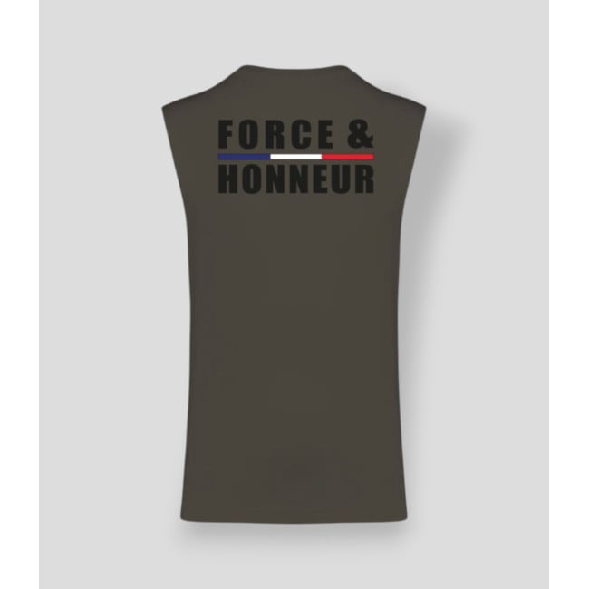 Force & Honor Sleeveless T-shirt with Piping Dark Khaki - Summit Outdoor Lifestyle