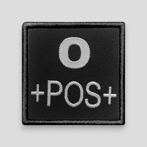 Patch groupe sanguin O+ brodé sur tissu - Noir - A10 Equipment