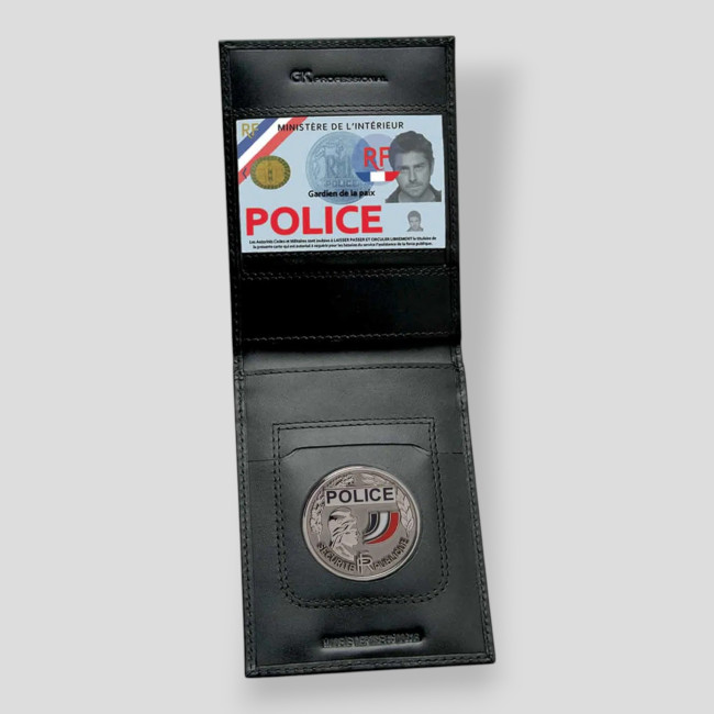 Vertical 2-fold leather card holder - Black - GK