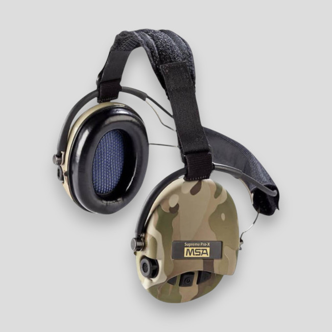 Cuffie antirumore con fascia per il collo in tessuto nero Supreme Pro-X (SNR: 24dB) - Camo - MSA Sordin
