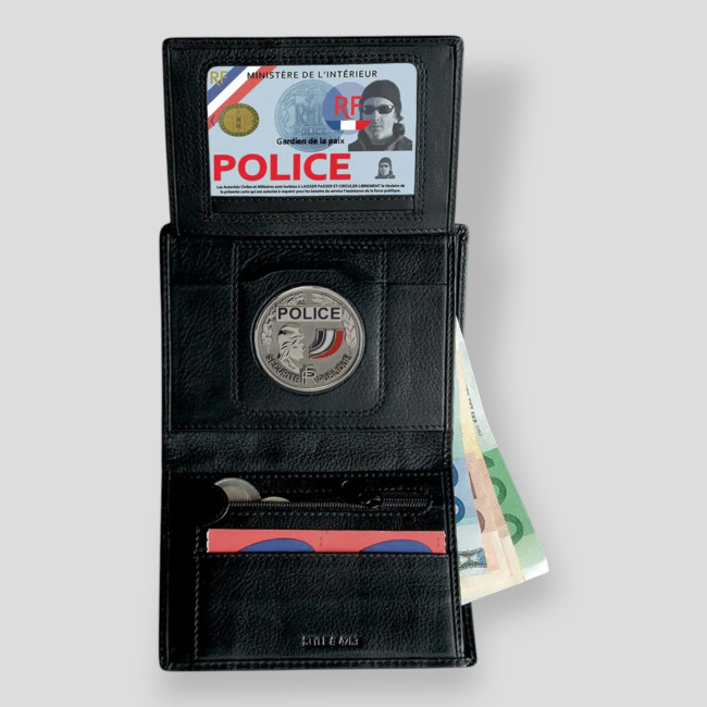 3-fold leather wallet - Black - GK