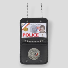 Porta-credencial de cuello para Fuerzas del Orden con espacio para medalla - Negro - GK