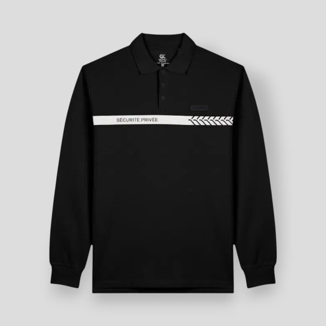 Long Sleeve Private Security Polo Safetek - Black - GK Long Sleeve Private Security Polo Safetek - Black - GK