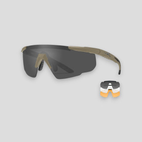 Gafas de protección balística Saber Advanced (kit 3 pantallas Ahumado/Transparente/Naranja) - Tan - Wiley X