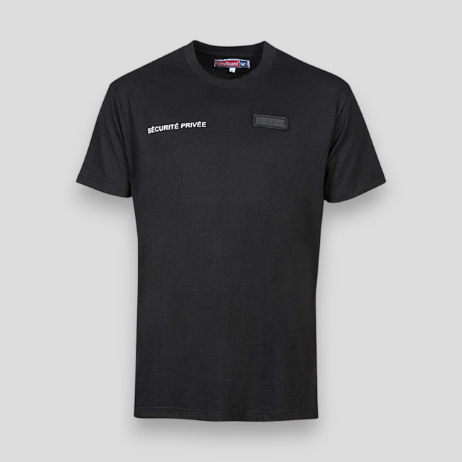 T-Shirt mit Namensschild zum Besticken Private Sicherheit - Schwarz - CityGuard