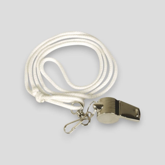 Sifflet chrome avec cordon blanc -Patrol Equipement