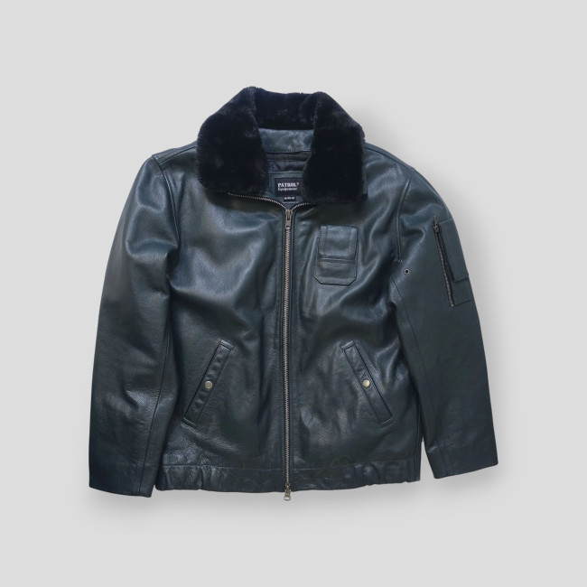 Blouson Cuir Pilote Bleu - Patrol Equipement