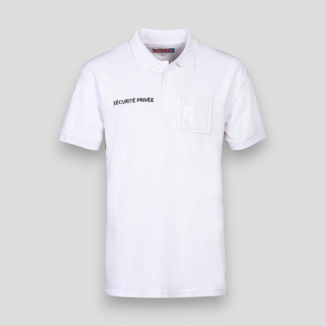 Polo con gran ventana para matrícula Seguridad Privada - Blanco - CityGuard