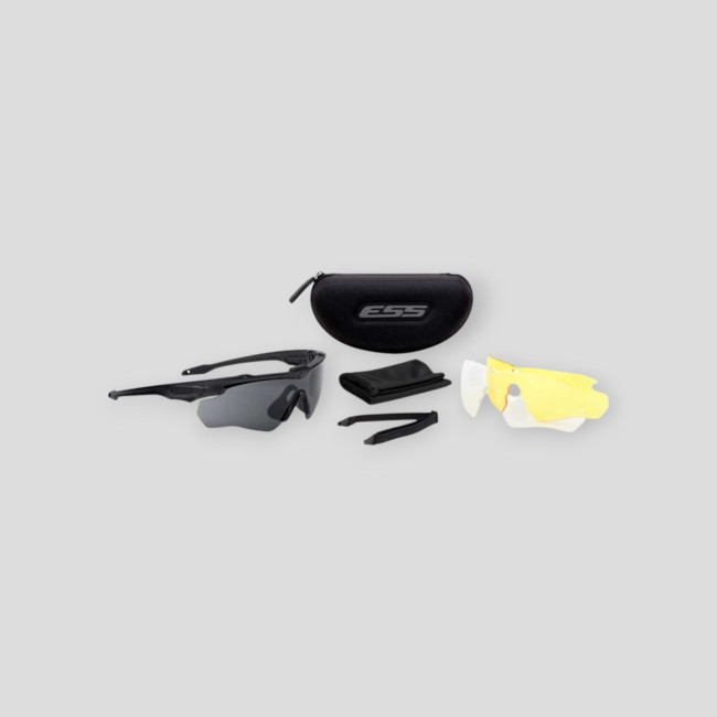 Crossblade 3ls (schwarz) klare, rauchgraue & hi-def gelbe Gläser, 2 Mikrofasertücher - ESS eye pro