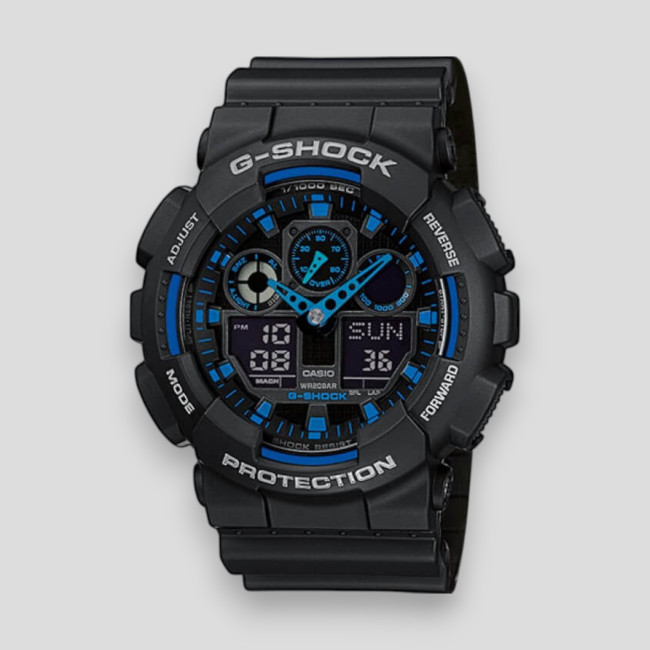G-Shock GA-100 Watch - Black/Blue - Casio