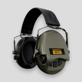 Casque anti-bruit avec serre-tête en cuir noir Suprême Pro-X SFA (SNR : 31db) - Vert Olive - MSA Sordin