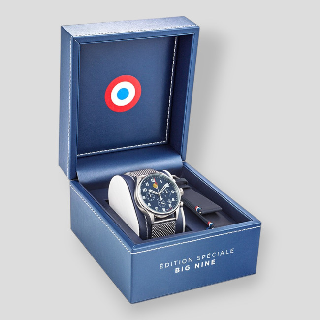 Horloge geschenkset special edition BIG NINE nylon of stalen band - Patrouille de France