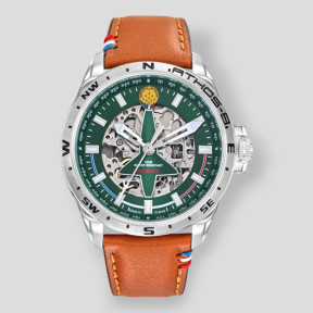 Orologio ATHOS 8 con cinturino in pelle e quadrante verde - Patrouille de France