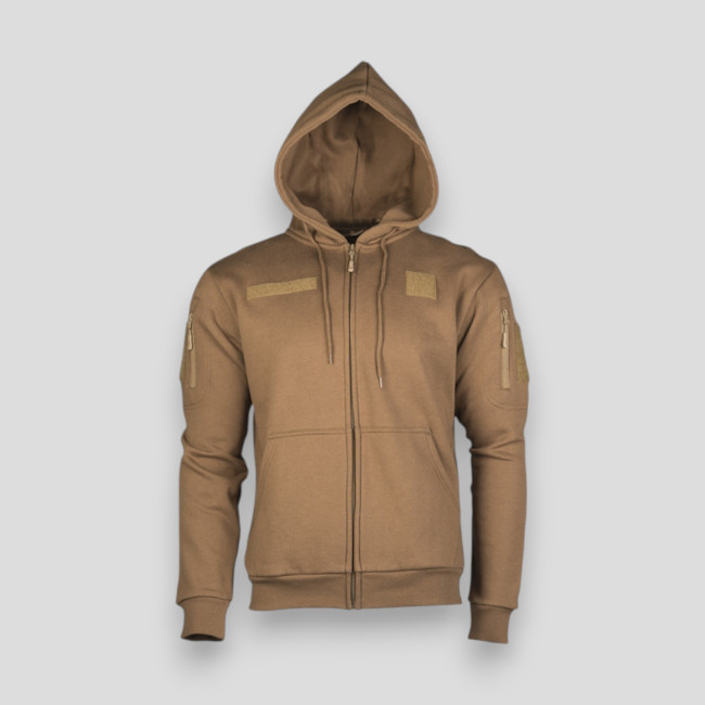 Sudadera táctica con capucha y cremallera dark coyote - Miltec