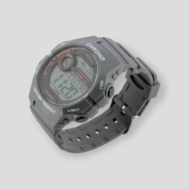Montre digitale avec bracelet plastique - Gris Moyen - Tekday