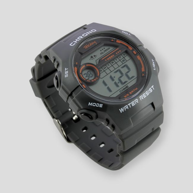 Reloj digital con correa de plástico - Gris Medio - Tekday