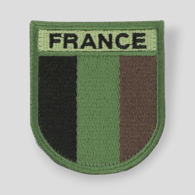 Escudo de Tela con velcro Francia con contorno verde - Baja visibilidad Verde