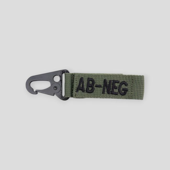 Karabiner-Schlüsselanhänger Blutgruppe AB+ olivgrün - Ares