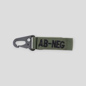 Blood type AB+ olive green carabiner keychain - Ares