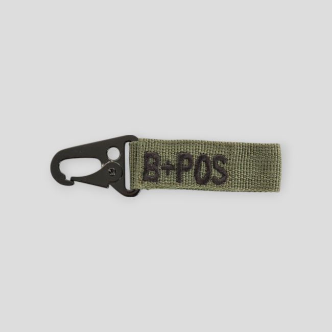 Porte-clé mousqueton groupe sanguin B+ vert olive - Ares
