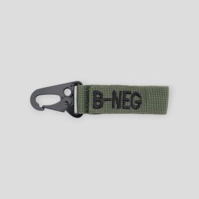 Blood type B carabiner keychain - olive green - Ares